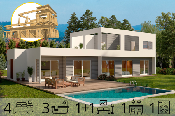 Casa Mediterránea de 156 m2 – 4 Dorm en Panel SIP